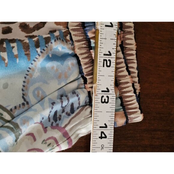 Hale Bob Chettah paisley wide leg pants pull on blue tan small pockets - Picture 5 of 8